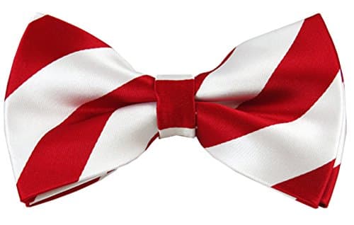 Vincent Apparel Collegiate Stripe Pre-Tied Bow Ties (Multiple Colors) (Red and White)
