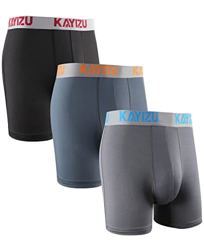 KAYIZU Men's Underwear Comfort Soft Stretch Compression Boxer Brief (Pack of 3)