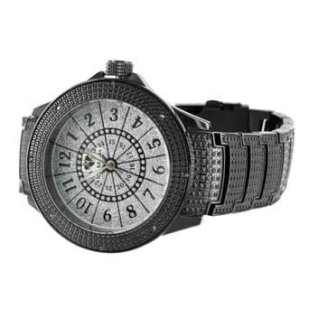 Exquisite Black Gold Finish Ice Mania Ice Time Techno Com KC Real Diamond Watch