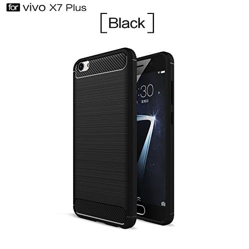 For cellphone Cases, Ultra Light Carbon Fiber Armor ShockProof Brushed Silicone Grip Case For Vivo X7 Plus ( Color : Black )