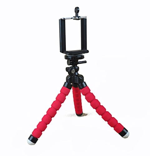 KorNeeO@ Mobile cell phone camera Mini Tripod stand Octopus Style with Clip Bracket Mount Holder Stand (Red)