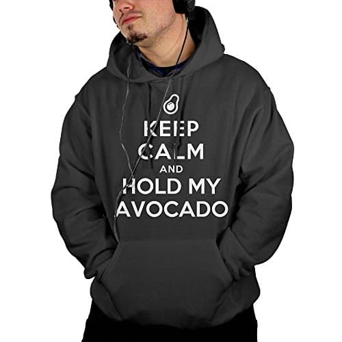 Keep Calm And Hold My Avocado Mens Pullover Sweater Hoodie With Pocket Black XX-Large