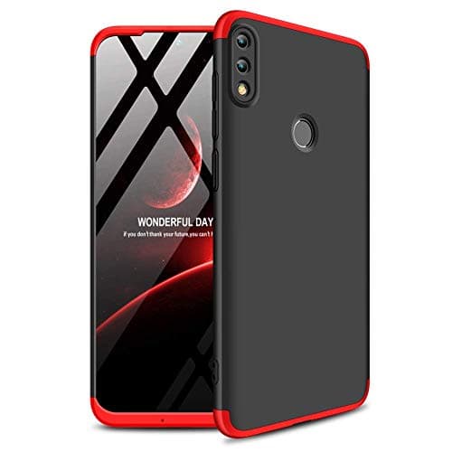 SGKITM Case Compatible Hua-wei P Smart 2019 Hard PC 3-in-1 Design 360° Full Protection Slim Fit Shockproof Cover for P Smart 2019 (P Smart 2019, Black + Red)
