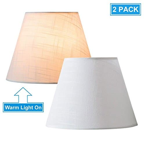 Lifeholder Lamp Shade Mini 2 Pack, Small Table and Desk Lamp Shade, White Linen Fabric Lampshade Set for Mini Lighting Fixture