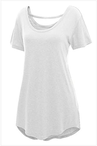 FQHOME Womens White Comfy Short Sleeve Basic Long T-shirt Size S