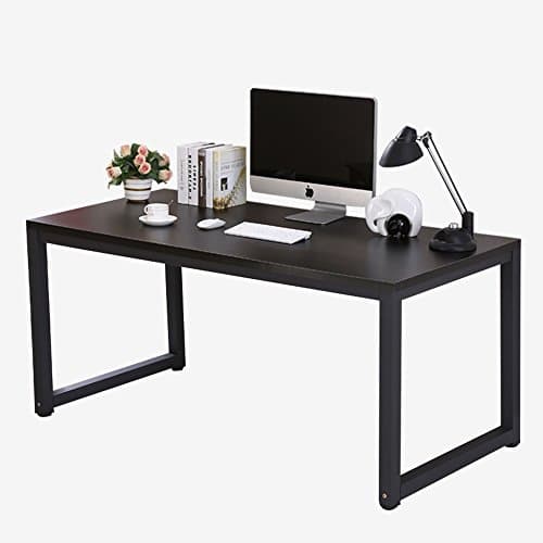 Modern Computer Desk 47" Simple Style PC Laptop Sturdy Wooden Table Study Office Training Meeting Desk for Home Office School, Black + Black Leg