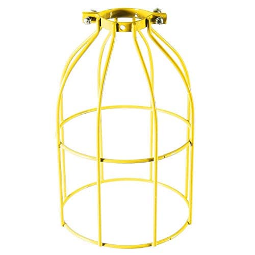 Industrial Wire Iron Bird Cage - Vintage Ceiling Fan Light Covers Metal Bulb Guard Holders - Pendant Birds Cage Diy Lighting Clamp On Steel Lamp Cage Ceiling Fixture Shade for Hanging Lights, Yellow