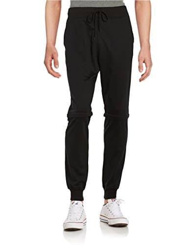American Stitch Men's Drawstring Zip-Off Convertible Jogger Pants (Medium, Black)