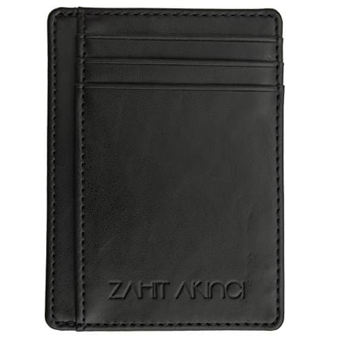 ZAHIT AKINCI Top Quality Best Slim RFID Blocking Black Leather Front Pocket Wallet