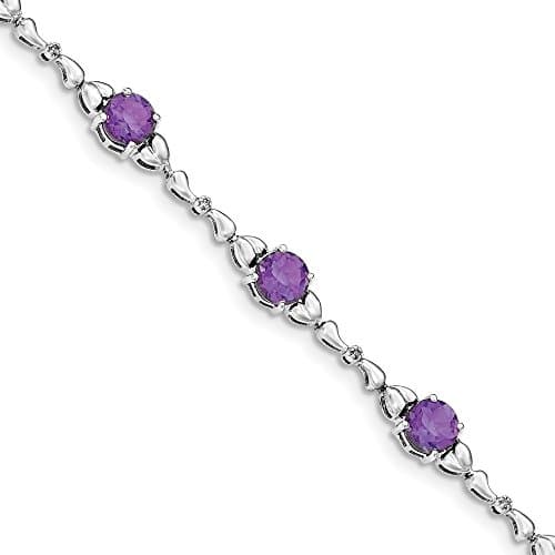 Silver Genuine Amethyst Diamond Tennis Bracelet