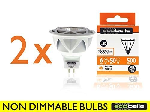 ECOBELLE® 2 x LED GU5.3 Spot Light 6W (Equal to 50W) 500 Lumen Warm White 2700K [Energy Class A+]