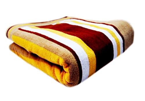 Space Fly Fine Soft & Cotton Attractive, Light Weight, Striped, Big Size 1 Bath Towels (58X28 Inch_ Brown)