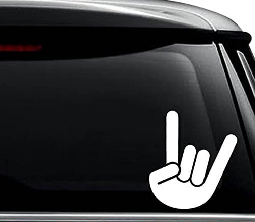 Devil Horns Rocker Hand Rock On Decal Sticker For Use On Laptop, Helmet, Car, Truck, Motorcycle, Windows, Bumper, Wall, and Decor Size- [6 inch] / [15 cm] Tall / Color- Matte White