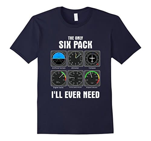 Mens The Only Six Pack I'll Ever Need Pilot T-Shirt Large Navy