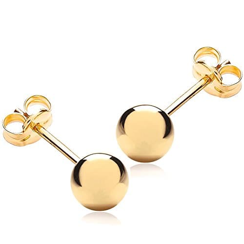 Classic Ball Stud Earrings • Sterling Silver • 9ct Yellow Gold
