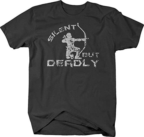 Caps Supply Distressed - Silent but Deadly Bow Hunting Archery Tshirt - Large