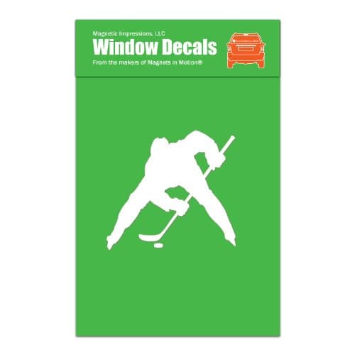 Ice Hockey Player Face Off Car Window Decal White
