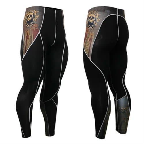 Men's Spandex Cycling Skin Compression Tights Base Layer Full Length Asian Size M-4XL Black