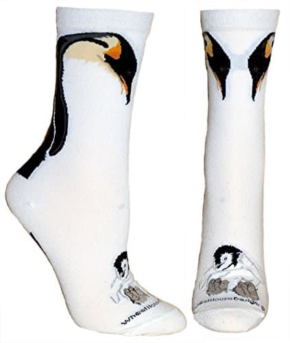 Emperor Penguin with Chick White Ultra Lightweight Cotton Crew Socks