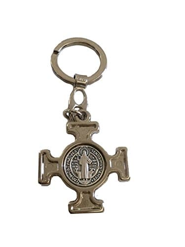 Silvered Saint Benedict Key Chain. Llavero San Benito
