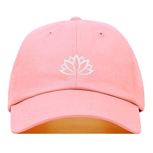 Lotus Flower Baseball Hat, Embroidered Dad Cap, Unstructured Soft Cotton, Adjustable Strap Back (Multiple Colors)