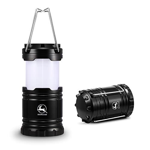 DEERLEAD Camping Lantern, Ultra Bright LED Lantern Light Lamp Flashlight for Hiking, Emergencies, Hurricanes, Outages, Storms, Camping - Water-Resistant & Lightweight, Black