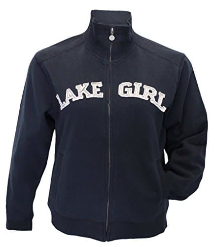 Lakegirl Full Zip Classic Track Jacket sweatshirt, NAVY, MEDIUM