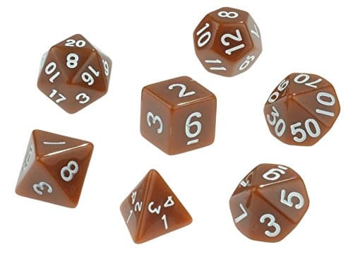 Top Quality Set of 7 Opaque Dice - Brown Dice
