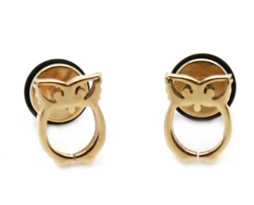 Chelsea Jewelry Basic Collections Owl Shaped Stud Screw-back Earrings (Yellow Gold)