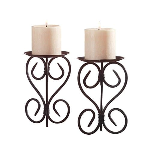 Happy Lifestyles Decors Black Scroll work table top candle holders 2 PCS