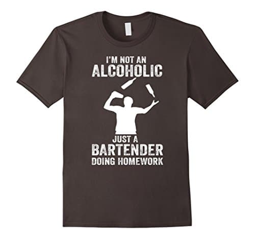 Men's Bartender T-Shirt - I'm not an alcoholic, just a Bartender Large Asphalt