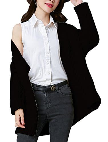 NianEr Open Front Cardigan Sweater For Women Cable Knit Oversized Cardigan Long Sleeve Pocket Chunky Mohair Cardigan