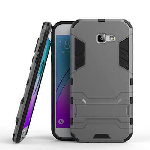 Armotech Hybrid Dual Layer Impact Protective Case Cover For Samsung Galaxy A7 2017 - Grey[Heavy Duty] [Shock-Absorption] [Kickstand Feature]