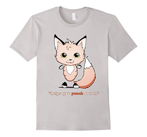 Men's Chibi Fox - Punch Wall to Retain Masculinity - Cute T-Shirt 2XL Silver