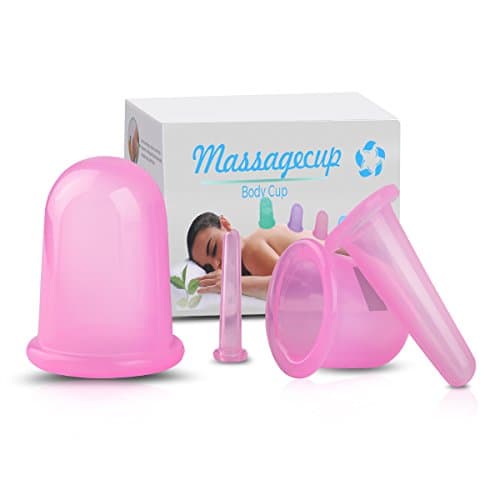 Anti Vacuum Cellulite Cup Silicone Cup Set Cupping Therapy for Cellulite Body Massage Suction Cups Therapy LEVENUSTAR（4 pack Pink Cupping Therapy Set）