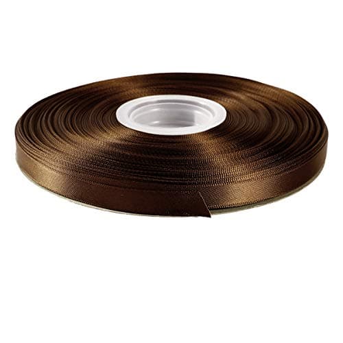 ITIsparkle 3/8" Inch Double Faced Satin Ribbon 50 Yards-Roll Set for Gift Wrapping Scrap Books Party Favor Hair Braids Baby Shower Decoration Floral Arrangement Craft Supplies, Brown Ribbon