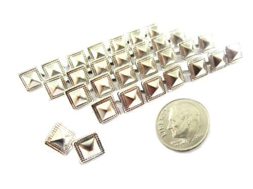500 pcs - 7/16 inches Nailheads Spots Silver Pyramid Studs - 2 Prong (2 legs) Square Stud Spike - for DIY Leather craft , bag , shoes , on clothes fashion