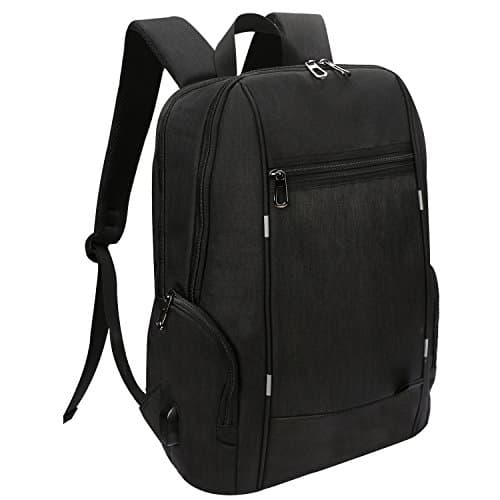 Slim Laptop Backpack, Water Resistant Anti Theft College Backpack With USB Charging Port, Lightweight Computer Backpack Fit 15" 15.6" 16" Laptop, Tablet, MacBook Pro - Black