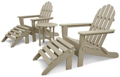 Ivy Terrace IVS119-1-SA Classics 5-Piece Folding Adirondack/Ottoman Set, Sand