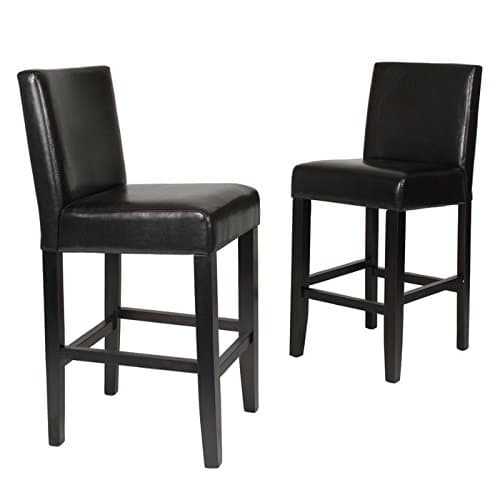 Citylight 38" Solid Birch Wood Frame Barstools with Faux Leather Upholstery - Set of 2