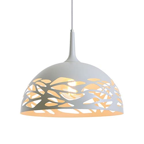 Ceiling Light Pendant Hanging Fixture - White Finish Iron