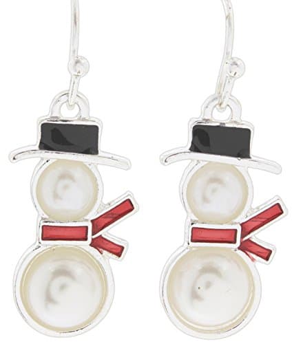 Periwinkle Simulated Pearl Snowman Dangle Earrings