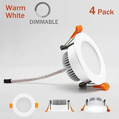 Recessed LED Downlight - 4 Pack, 110V/5W 2.56~3 inch, Easy Installation, Firmly Locked LED Dimmable Lighting, as 3000K Warm White LED Ceiling Down Lights with LED Driver