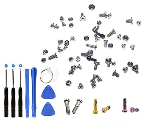 Replacement Screws Compatible with iPhone 6s Plus,Complete Full Screw Set Kit with Each 2 Pcs Bottom Pentalobe Screws (White/Black/Gold/Rose Gold) and Screwdrivers Kit Included