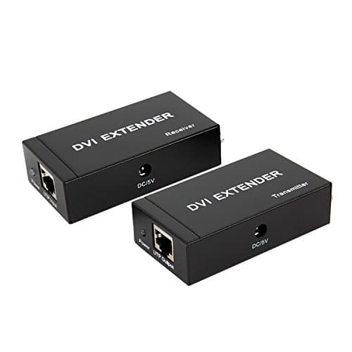 IBIT DVI Extender 60M/196FT Premium Quality Over Single Cat6e UTP Ethernet Cable Up to 60m/196FT for 1080P Support 3D+EDID