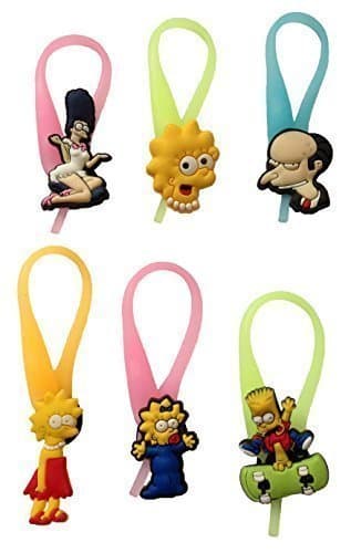 Simpsons Luminescent Colorful Silicone Snap Lock Zipper Pulls 6 Pcs Set #1