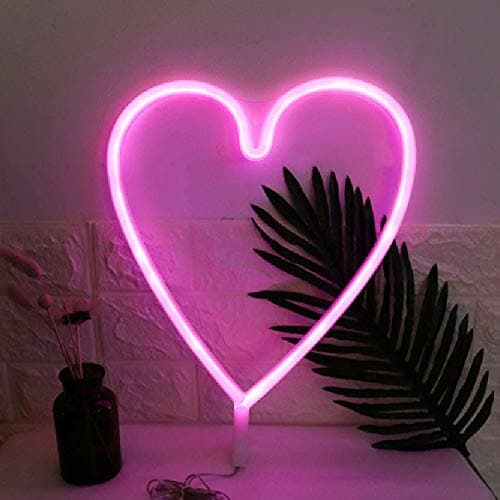 LED Neon Lights Signs Heart Shaped,USB or Battery Operated,Night Lights Lamps Art Decor,Wall Decoration Table Lights,Decorative for Home Party Bedroom Living Room(Heart)