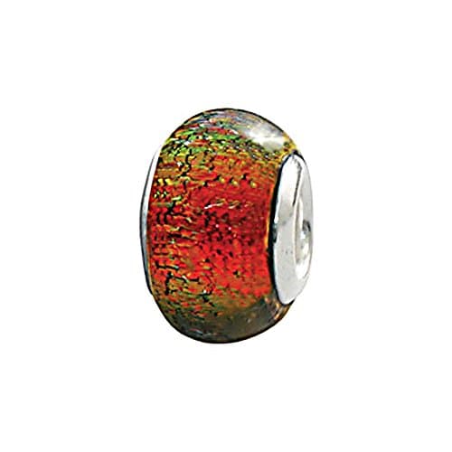 Zable Beads Sterling Silver Round Dichroic Orange Glass Bead
