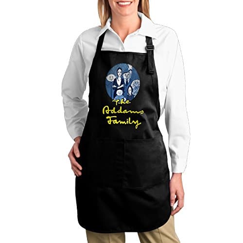 The Adams Family Event Adjustable Bib Chef Kitchen Aprons With Pockets Black