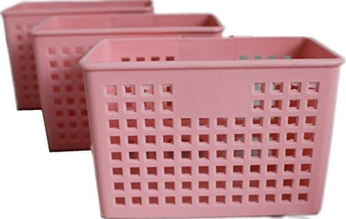 Plastic Magnet Storage Baskets Tray Organizer Set of 3 (Pink)